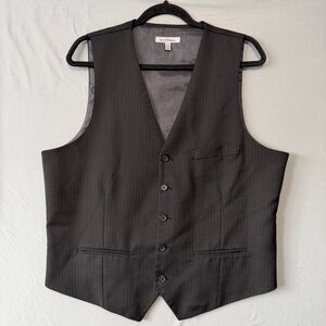 Le Chateau Mens Pinstripe Suit Vest Size L Black Formal Waistcoat Wedding Event